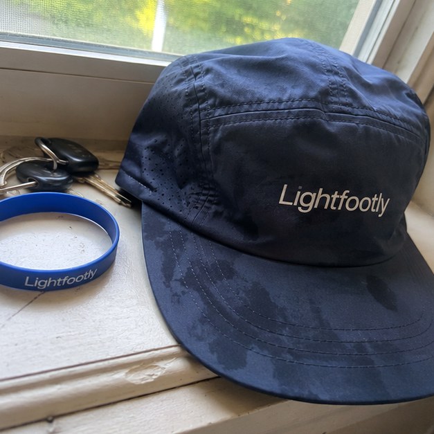Custom running hats — customer photo